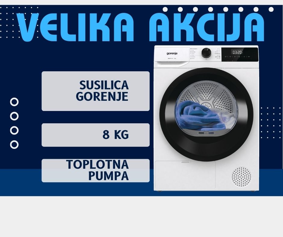 VELIKA AKCIJA GORENJE SUSILICA SA TOPLOTNOM PUMPOM DHNE82
