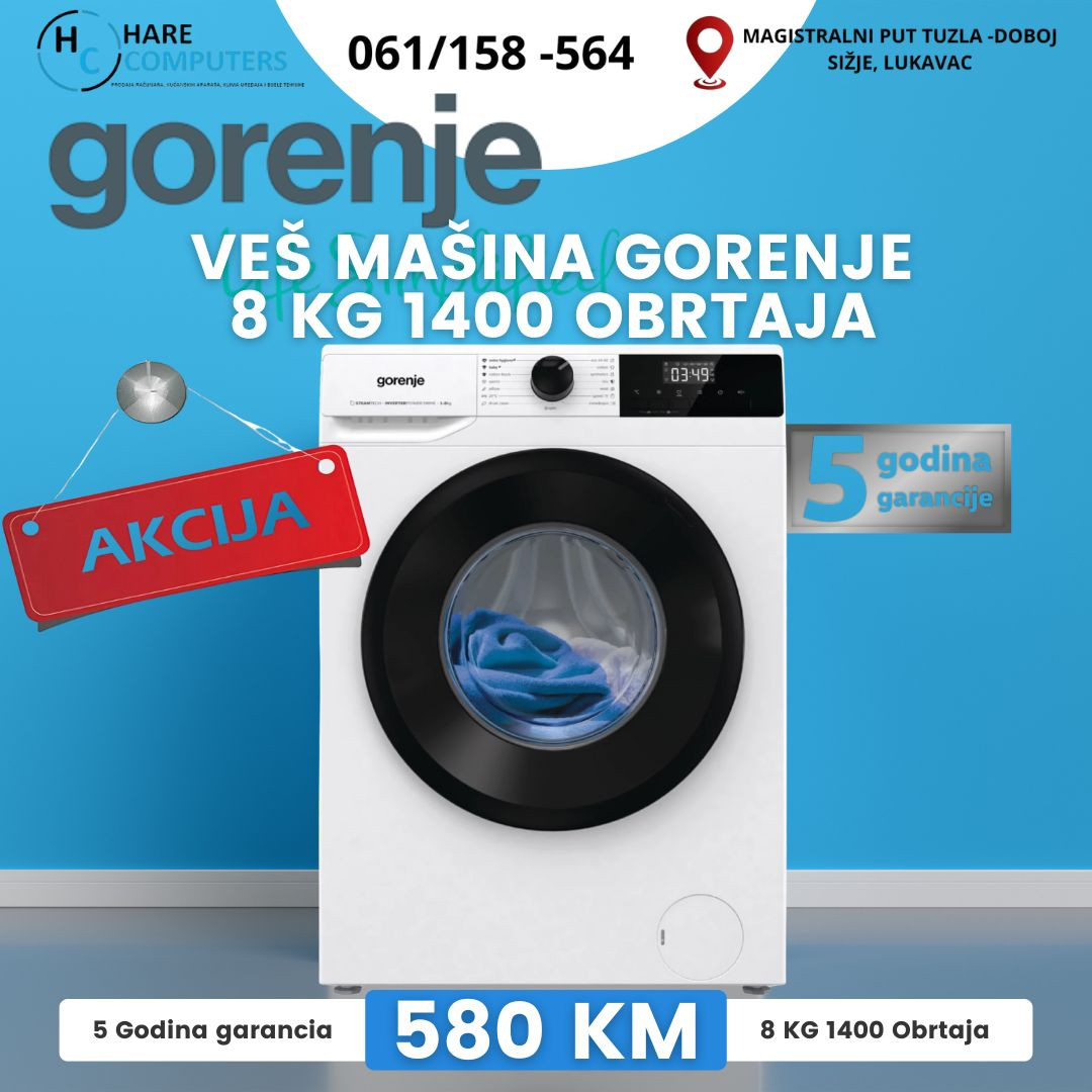 AKCIJA Masina za Ves Gorenje 8kg 1400 Obrtaja