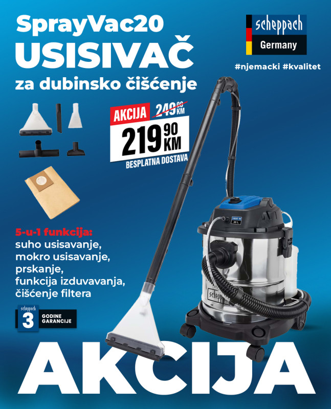 Scheppach usisivač za dubinsko čišćenje pranje BESPLATNA DOSTAVA