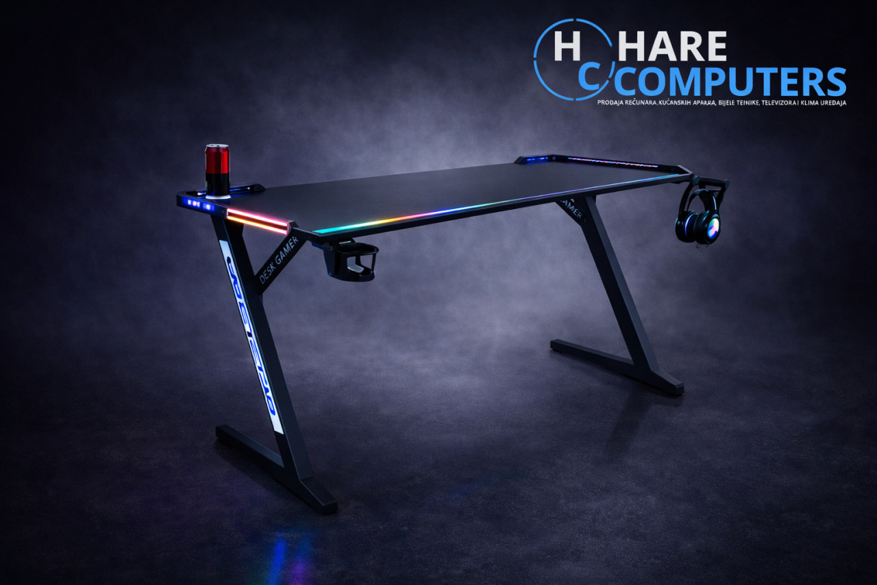 AKCIJA Stol MAX Gaming, Crni s RGB Svjetlima idealan za Gaming