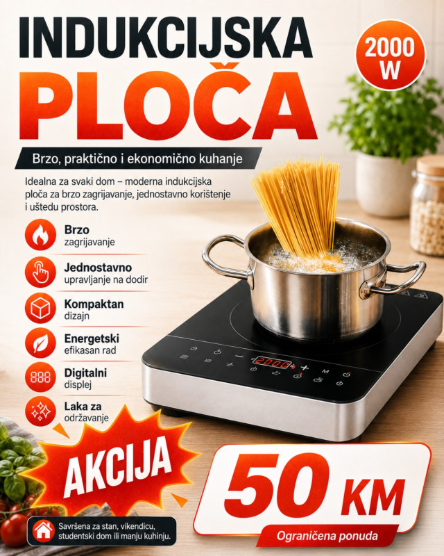 Indukcijska ploča 2000W digitalna na dodir AKCIJA 50 KM