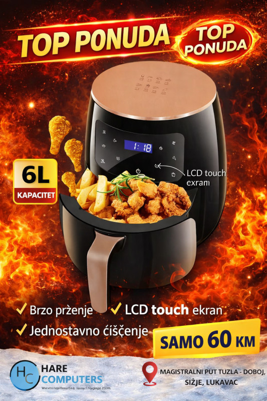FRITEZA NA VRUĆI ZRAK 6L AIR FRYER AKCIJA