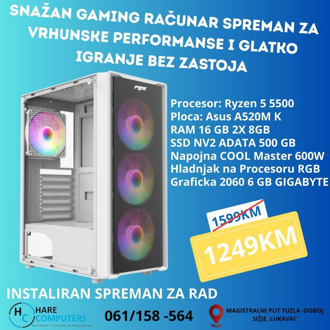 AKCIJA Racunar Ryzen 5 5500 /RAM 16 GB/ SSD NV2 500 GB/ RTX 2060