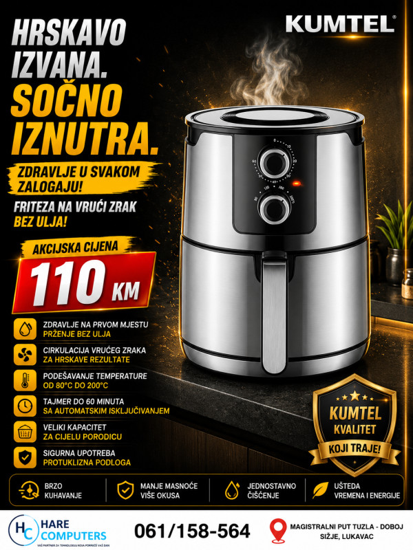 Friteza na vrući zrak  AirFryer Kumtel HAF-07 1800W 7L
