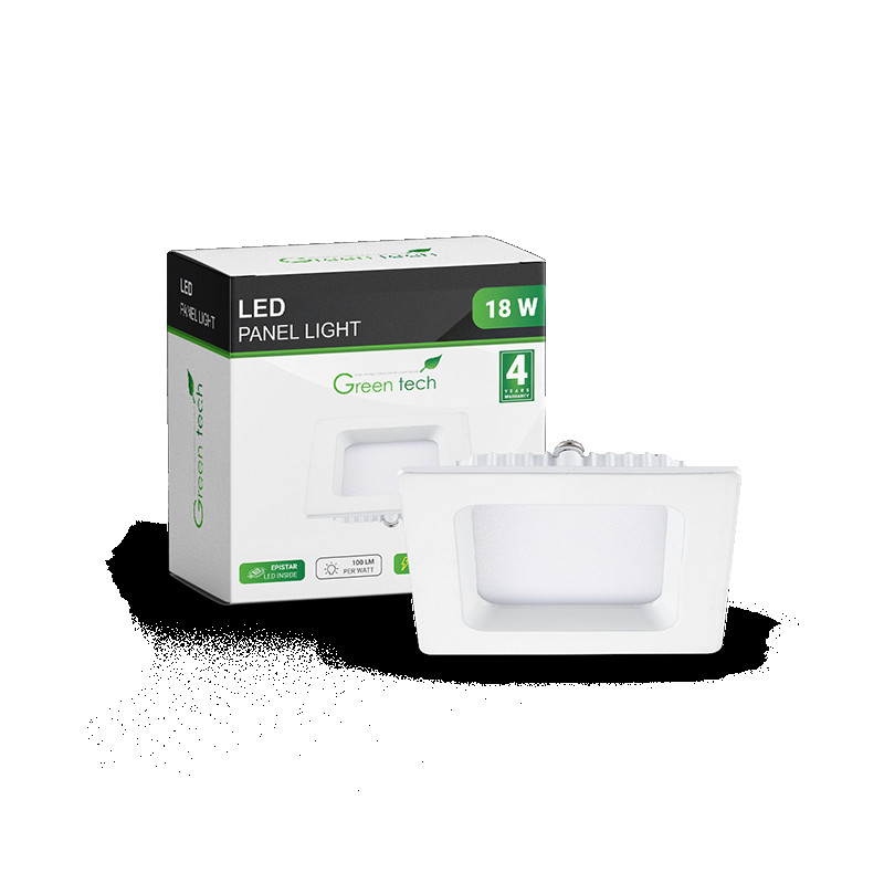 LED panel Green Tech 18W, 6500K, ugradni, kvadratni