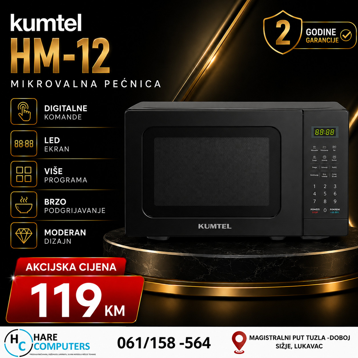 KUMTEL HM-12 Digitalna Mikrovalna Pećnica Akcija 119 KM