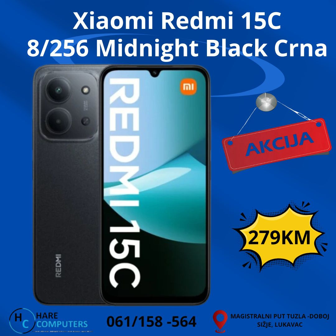 AKCIJA Xiaomi Redmi 15C 8/256 Midnight Black Crna