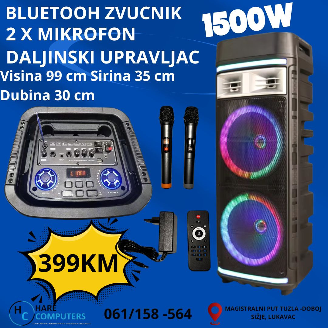 AKCIJA BLUETOOTH / KARAOKE ZVUCNIK  AVCROWNS CH-1262 1500W