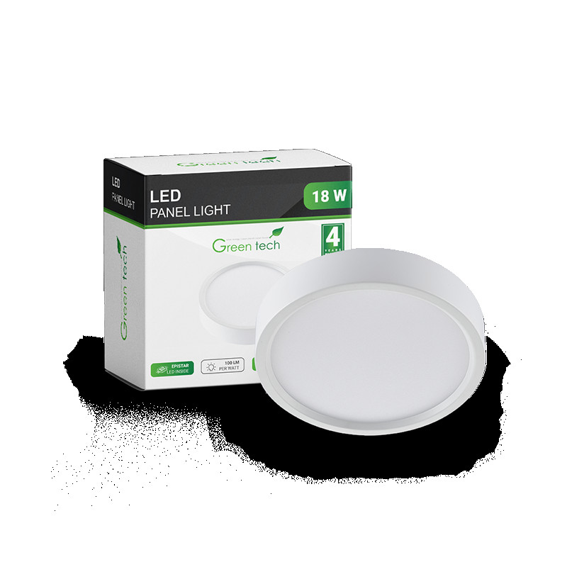 LED panel Green Tech 18W, 6500K, nadgradni, okrugli