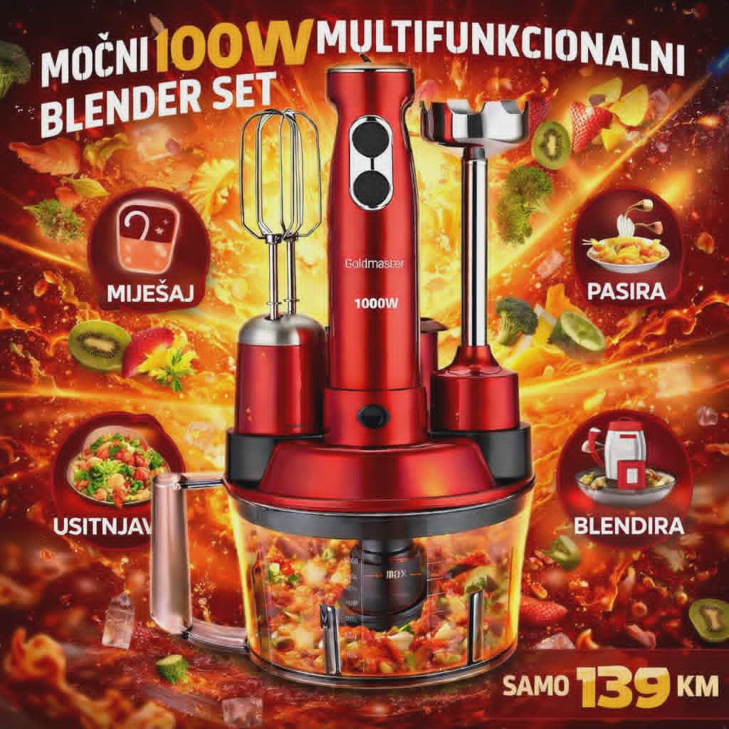 Goldmaster GM-7239K 5u1 Multipraktik mikser blender sjecko ribez