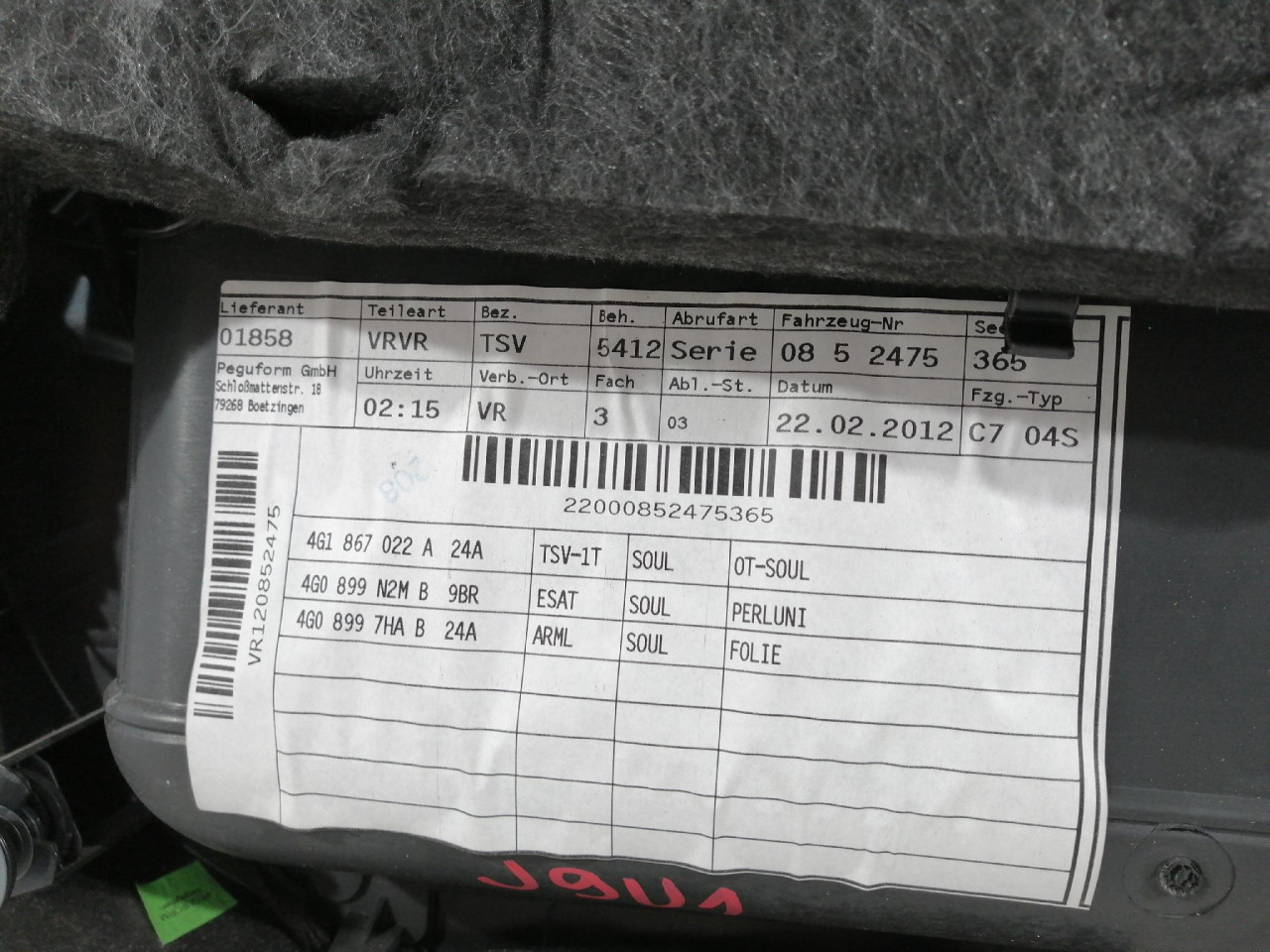PD TAPACIRUNG VRATA A6 4G (10-14) 4G1867022A DIJELOVI