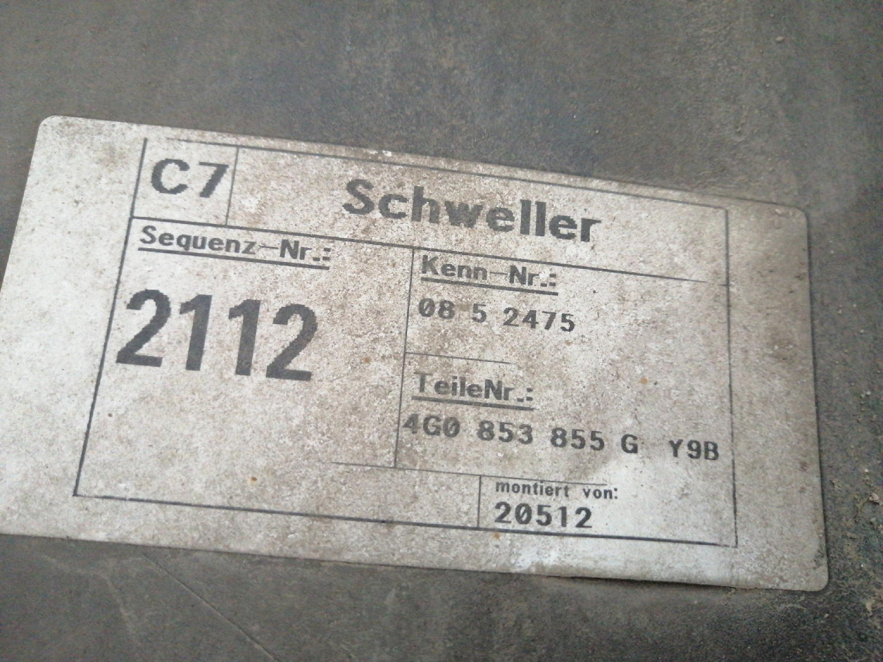 L PVC PRAG LAJSNA A6 4G (10-14) 4G0853855G DIJELOVI