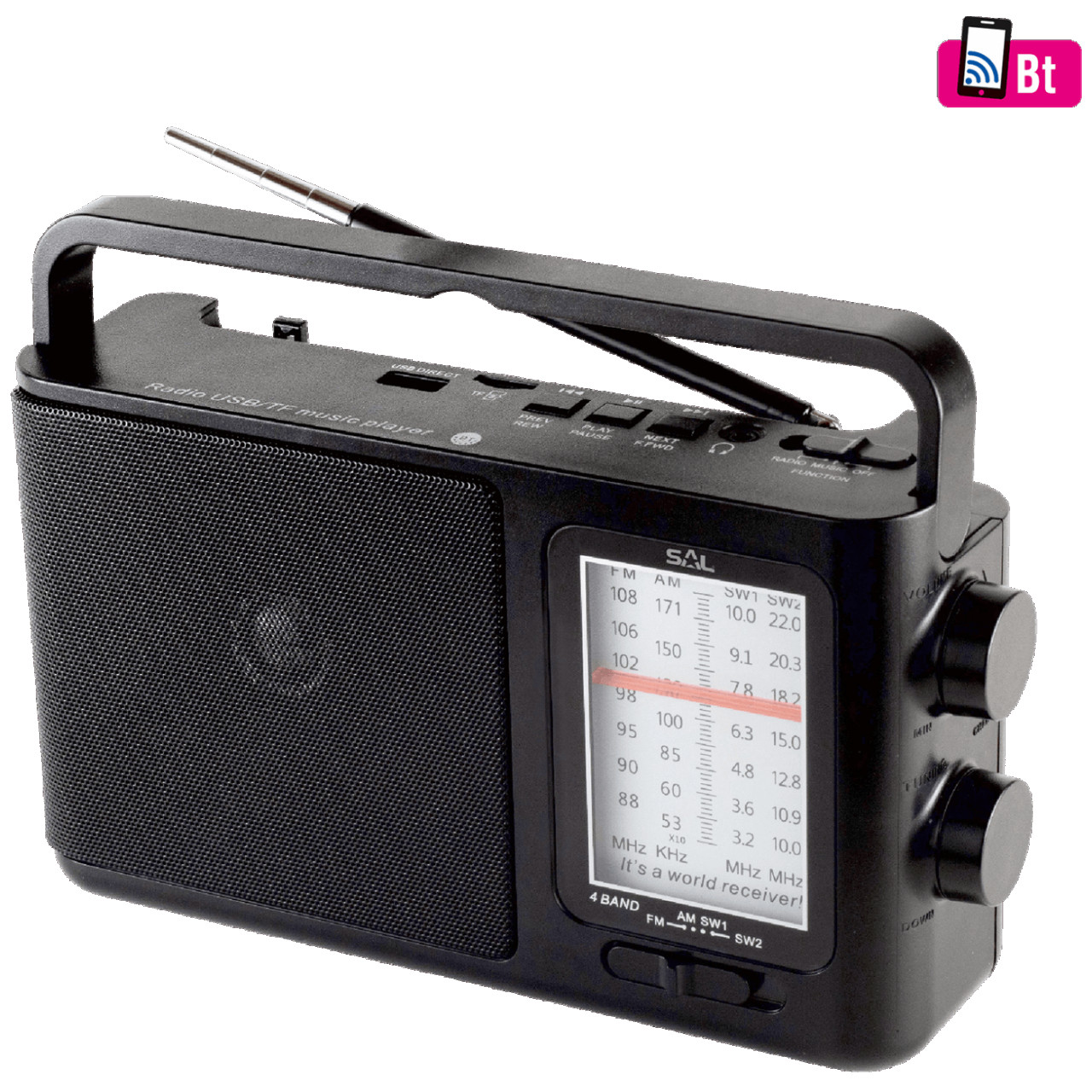 RADIO PRIJEMNIK +BLUETOOTH 4u1, AM-FM-SW1-SW2