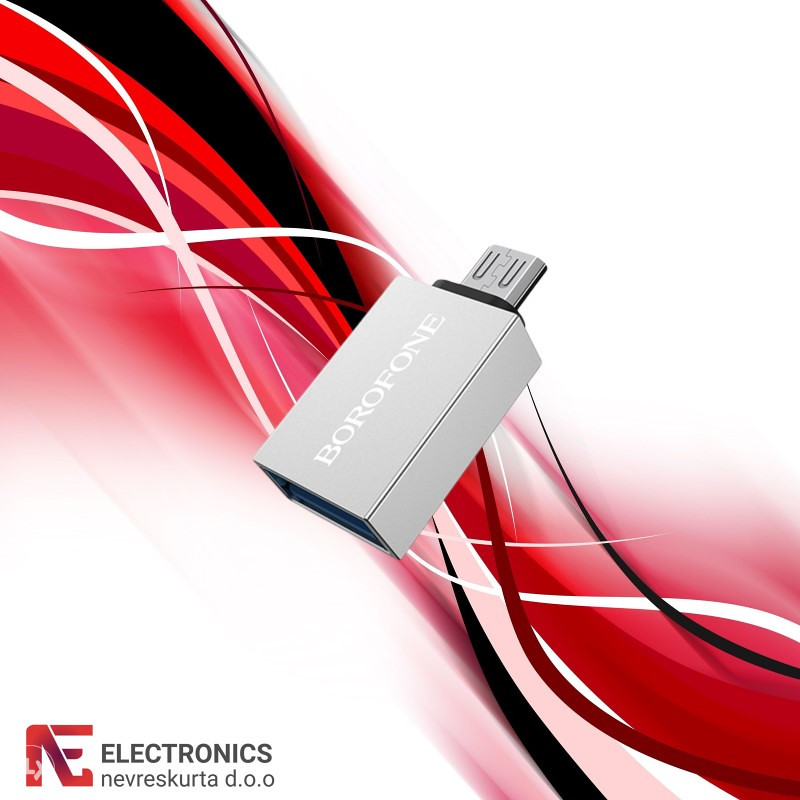 Adapter mikro USB OTG Borofone BV2 sivi