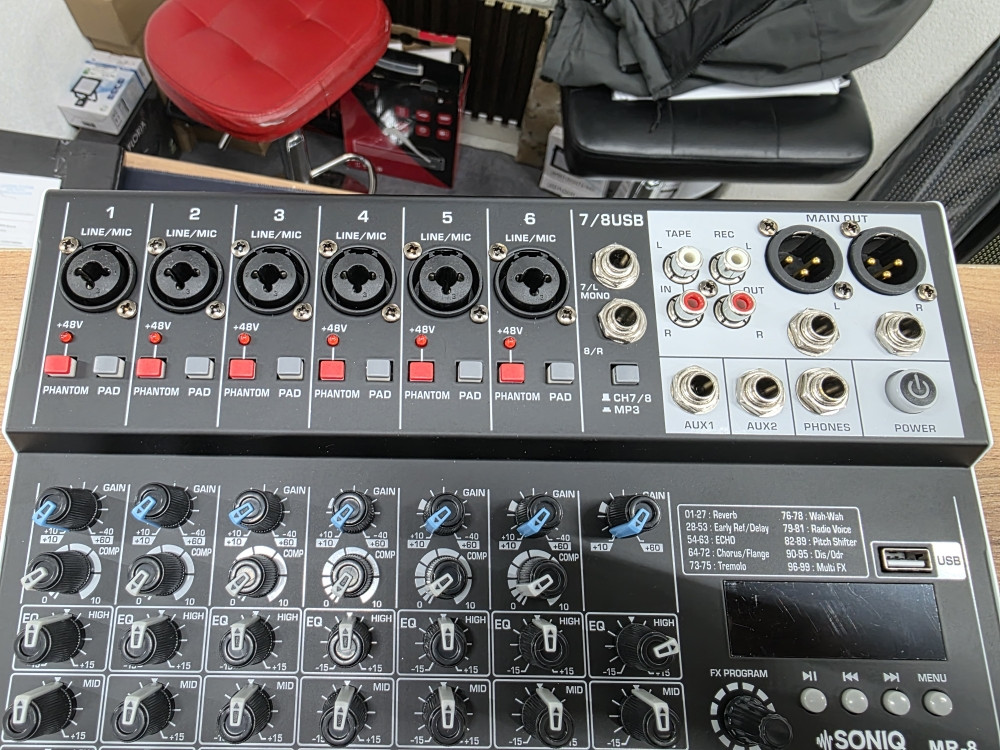 Audio mikseta SONIQ MR-8 profesionalna 8 kanala DSP USB