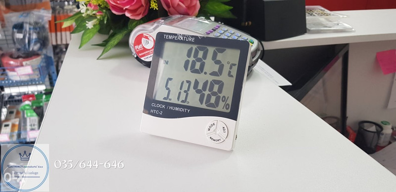 Digitalni LCD termometar, vlagomjer, sat, datum, alarm