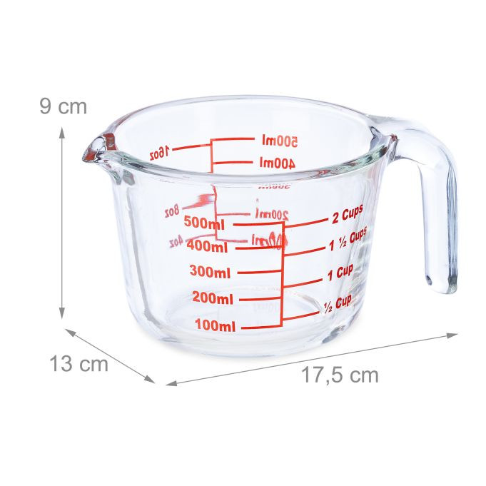 Staklena mjerna posuda od 500 ml,  9 x 13 x 17,5 cm A12-0572