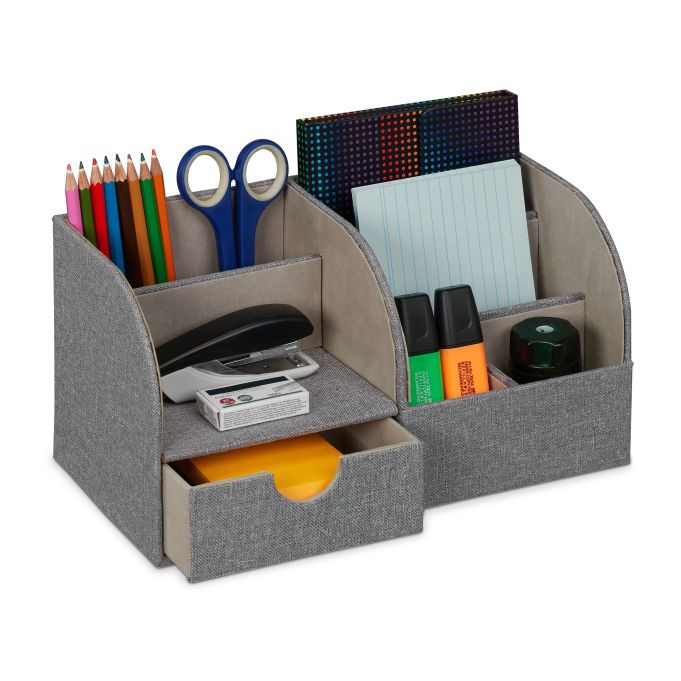 Organizator za sto s izgledom lana, 14,5 x 28 x 14,5 cm A12-0041
