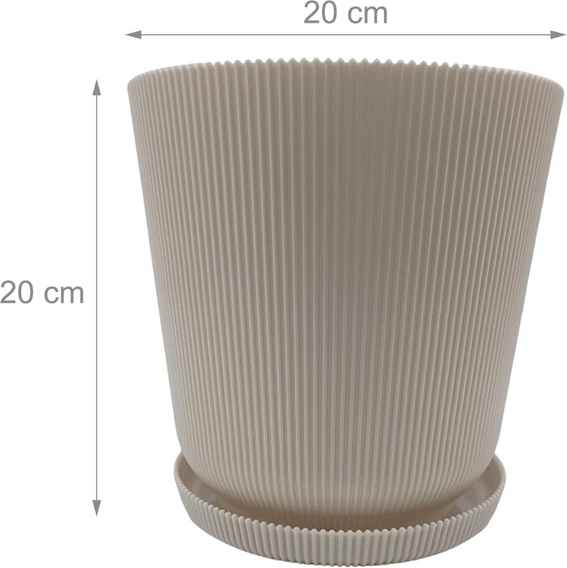 Plastična saksija, 2 kom, V x D: 20 x 20 cm, bež A19-0187