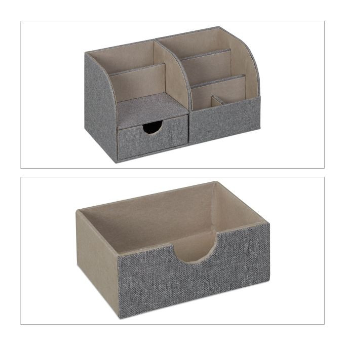 Organizator za sto s izgledom lana, 14,5 x 28 x 14,5 cm A12-0042