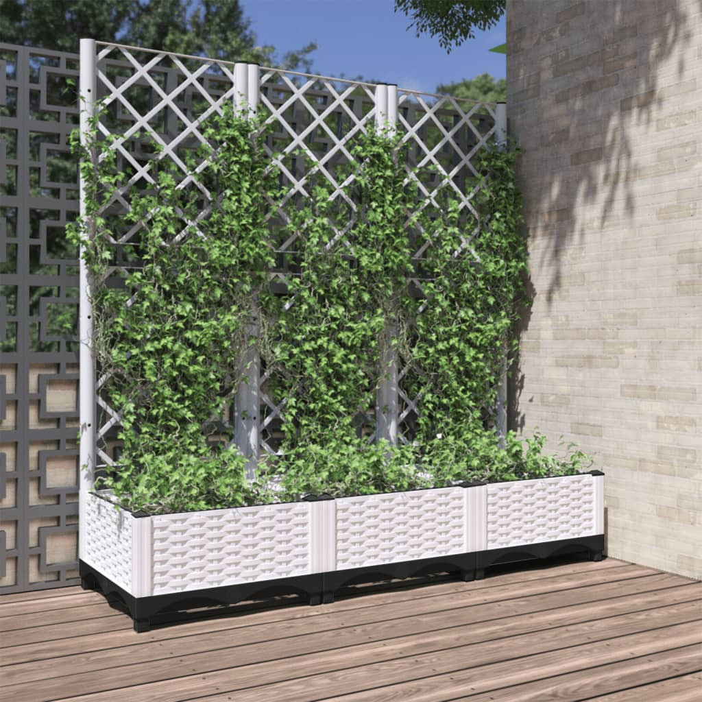 Vrtna saksija s rešetkom bijela 120x40x121,5 cm A11-0267