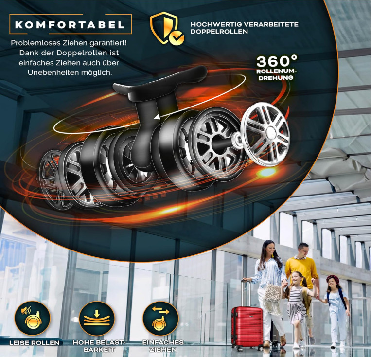 Set od 3 putna kofera s vagom, crveni A4-0622