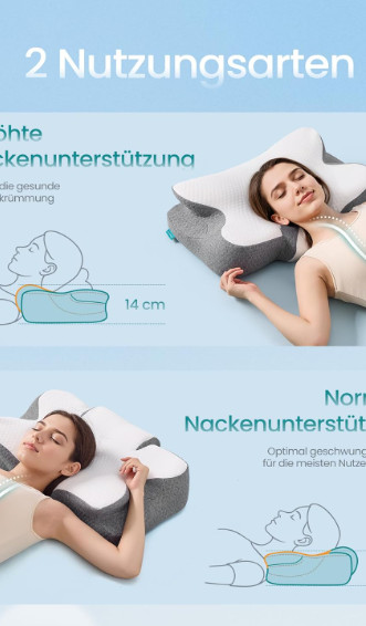 Ergonomski jastuk, jastuk za vrat, bijelo-sivi A18-0597