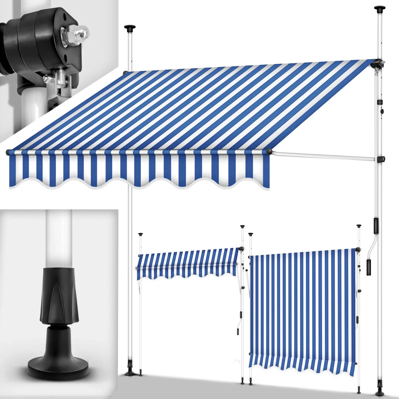 Balkonska tenda 150 cm plavo-bijela -
