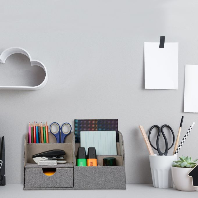 Organizator za sto s izgledom lana, 14,5 x 28 x 14,5 cm A12-0041