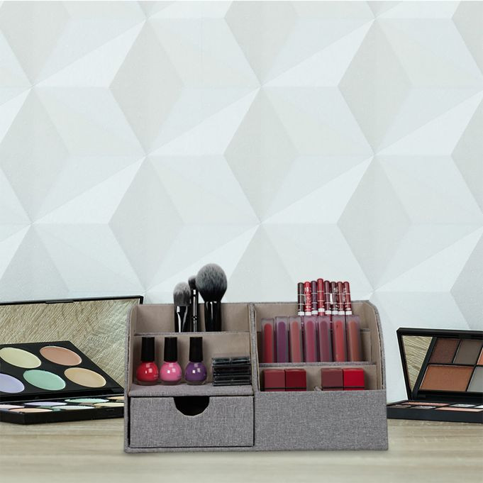 Organizator za sto s izgledom lana, 14,5 x 28 x 14,5 cm A12-0039