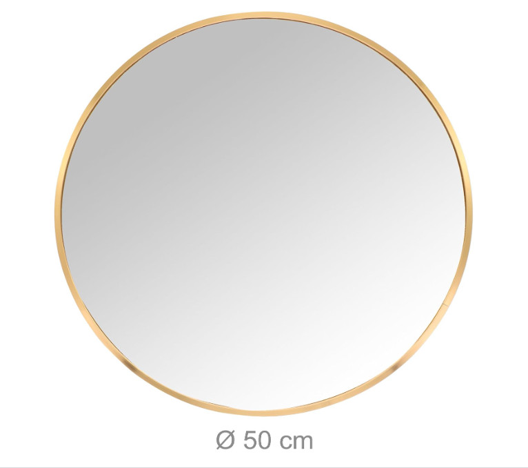 Okruglo ogledalo, prečnik 50 cm, sa okvirom ZLATNIM A19-0484
