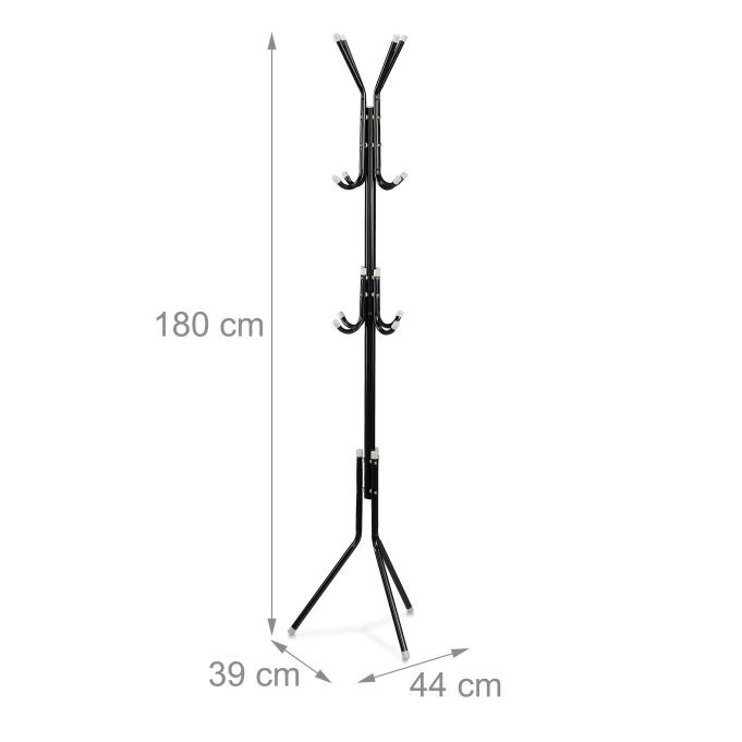 Crni stalak za kapute, metalni, 180 x 44 x 39 cm A12-0287