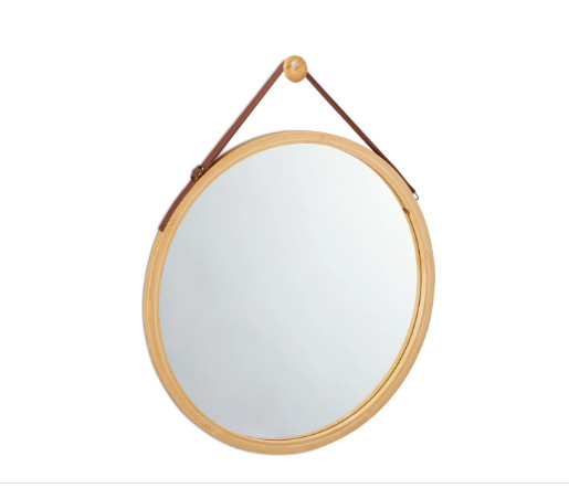 Okruglo zidno ogledalo, fi 45 cm, okvir od bambusa A19-0024