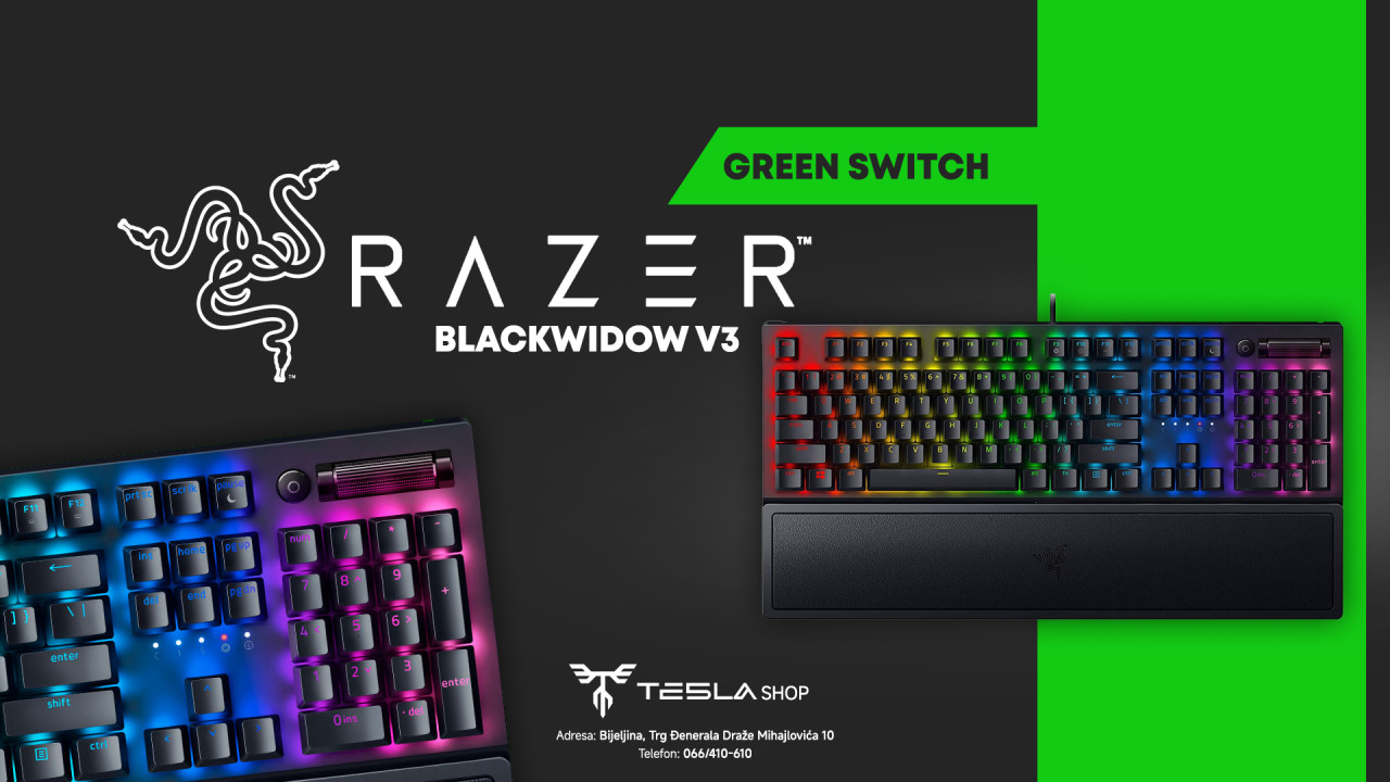 Razer Mehanička Tastatura Blackwidow V3 Green Switch
