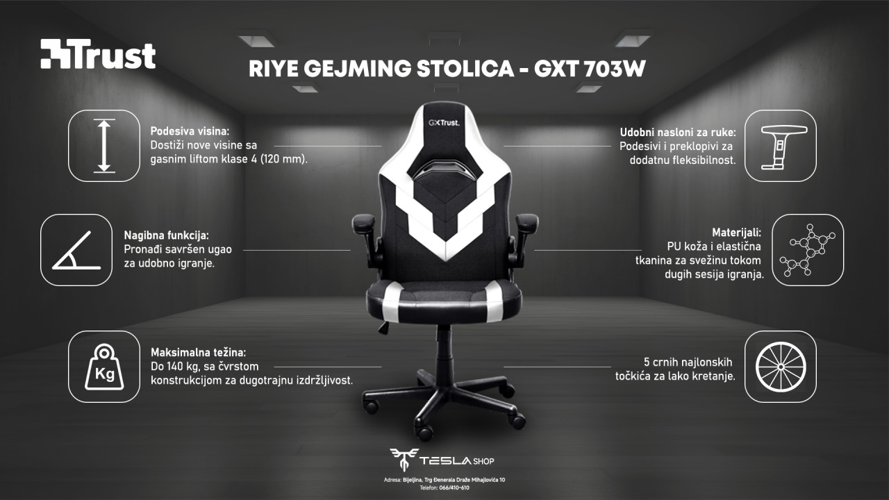 Stolica Trust GXT703W Riye gaming
