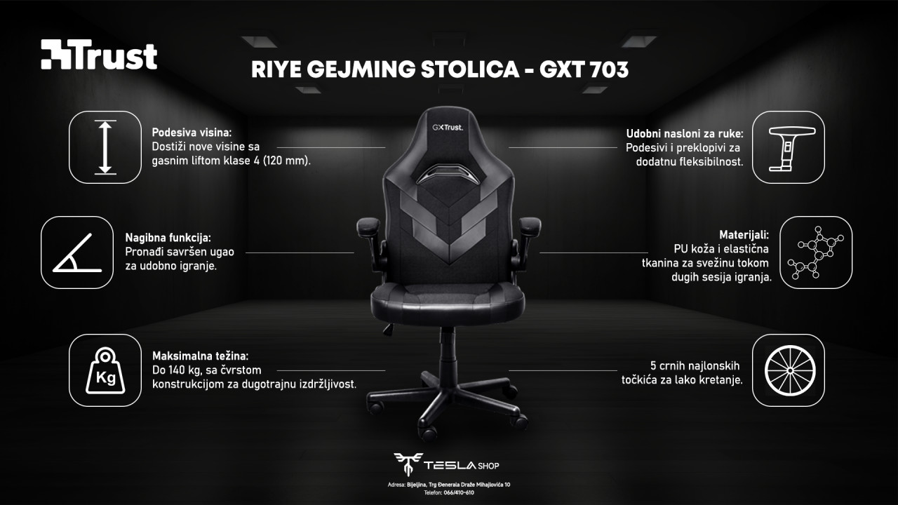 Stolica Trust GXT703 Riye gaming