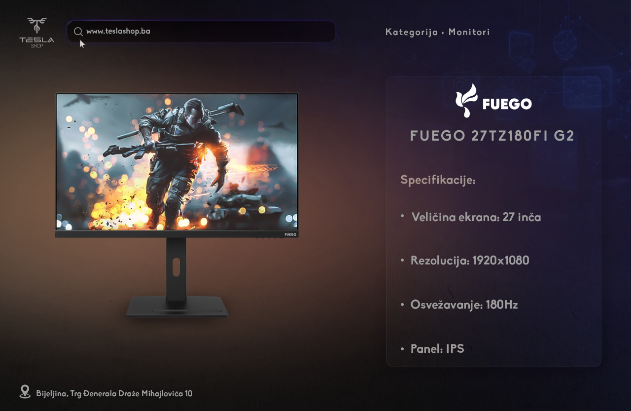 MONITOR FUEGO 27TZ180FI G2 27"FHD IPS 180Hz 1ms