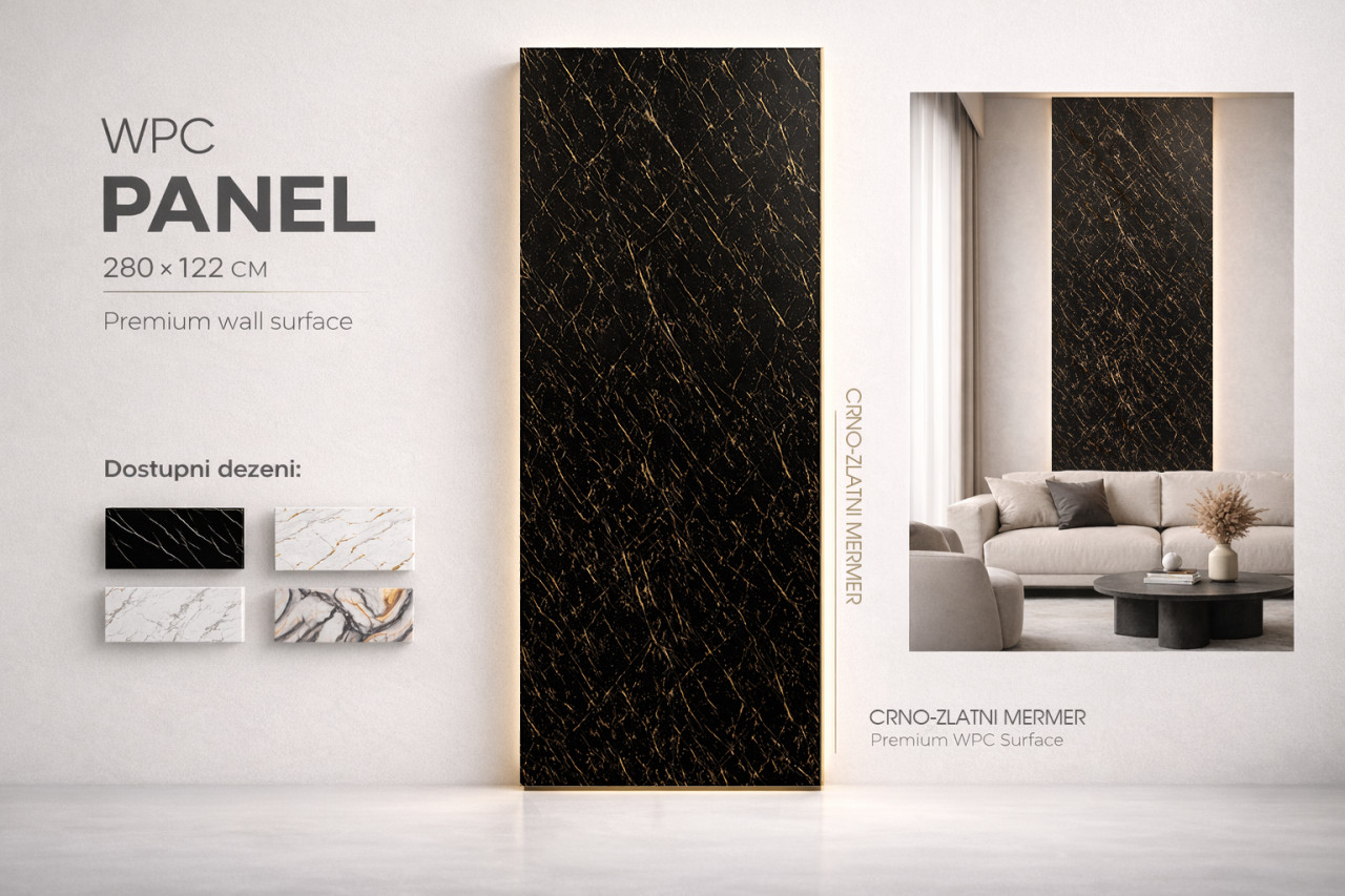 PVC Zidni panel CRNO-ZLATNI MERMER 280x122cm