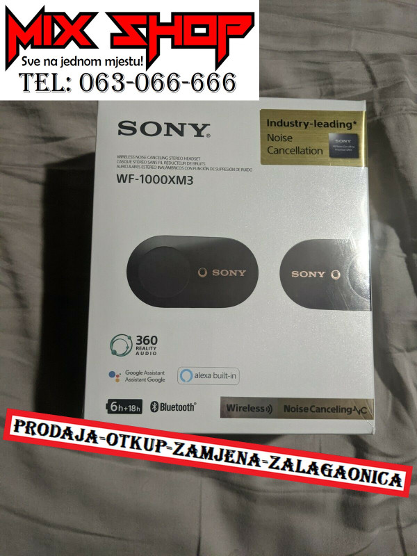 SONY WF-1000XM3 Bežične Slušalice XM3 WF1000XM3 EarBuds 1000 XM3