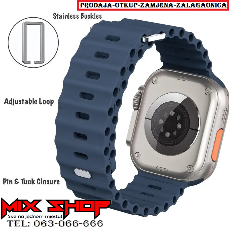 Silikonski Apple Watch Series 8 9 10 11 Ultra 2 3 belt iWatch sat