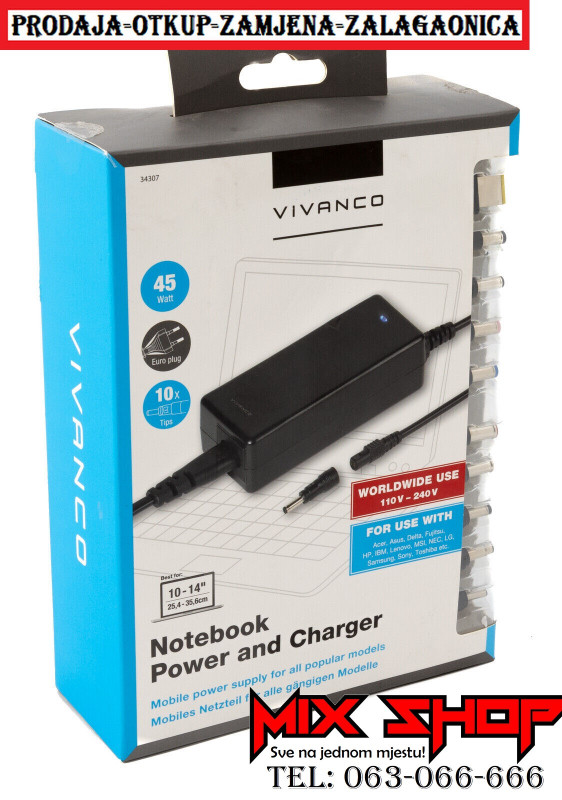 EU Punjač za SVE MARKE LAPTOPA, 10u1 univerzalni adapter notebook