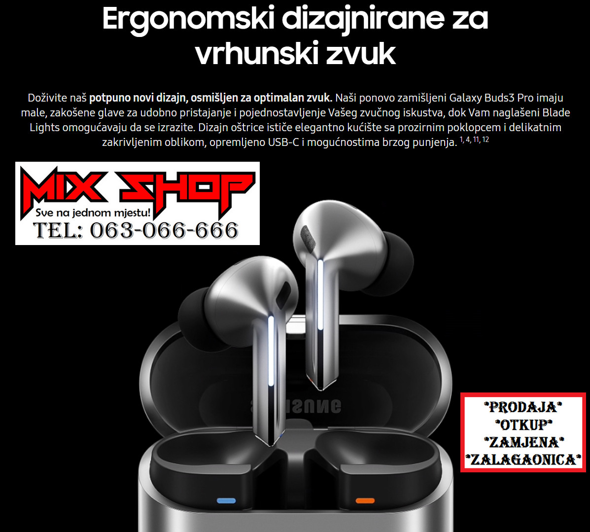 SAMSUNG GALAXY BUDS 3 PRO Bežične Bluetooth Wireless Wi Fi buds3