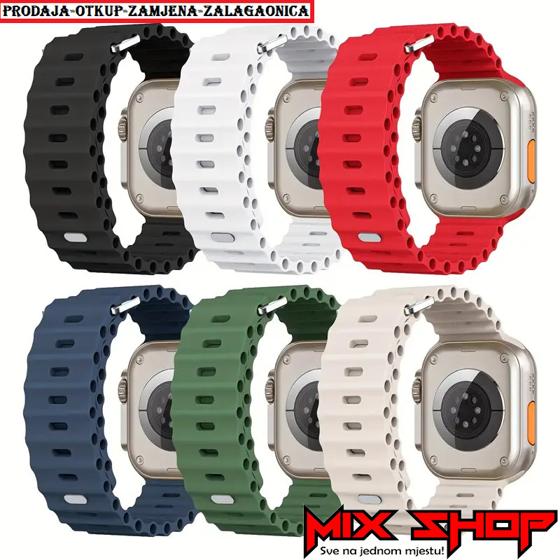 Silikonski Apple Watch Series 8 9 10 11 Ultra 2 3 belt iWatch sat