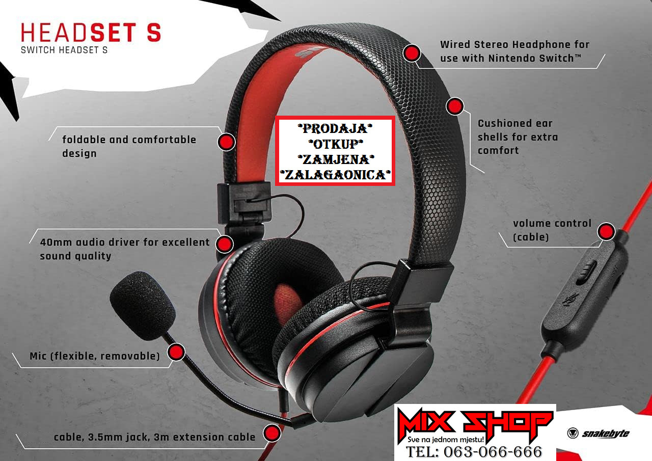 Headset Snakebyte CORE S 3.5 3.5mm nintendo switch 2 oled lite v2