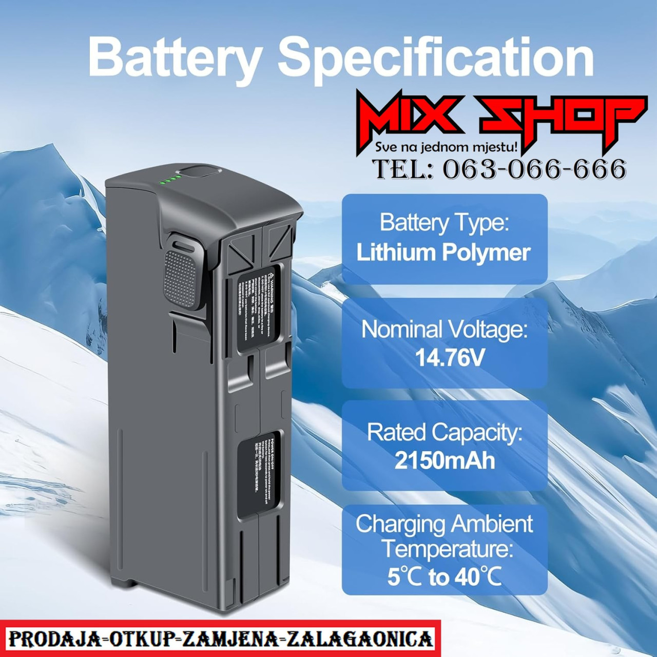 Intelligent Flight Battery BATERIJA za DJI AVATA 2 dron *NOVO* 1B