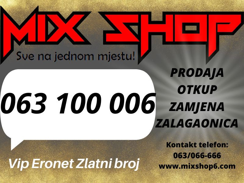 *063-100-006* ERONET GOLD ZLATNI BROJ TOP VIP BROJEVI