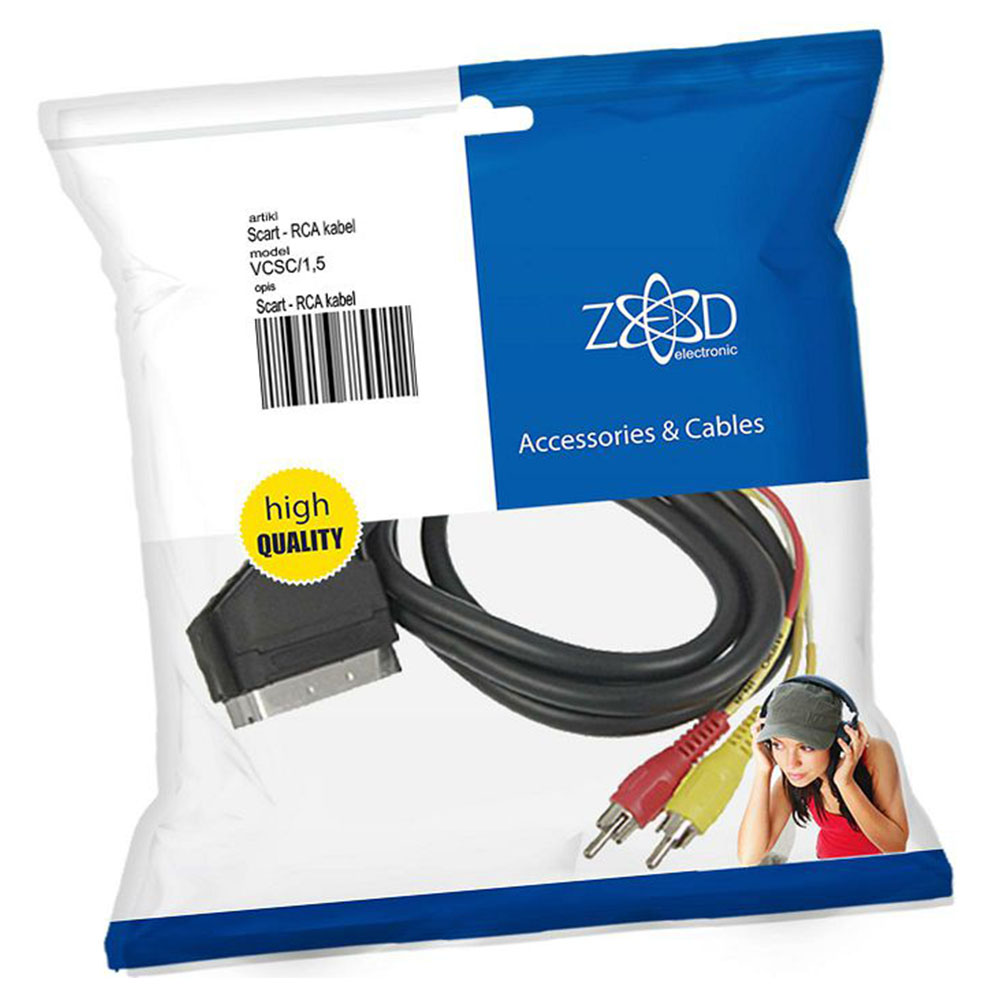 ZED electronic Scart - RCA (činč) kabel sa prekidačem, 1.5 met - VCSC/1,5