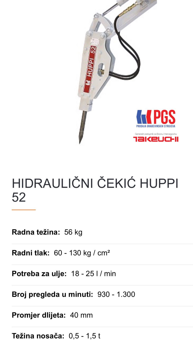 Hidrulični Čekić Bager Huppi Japan PGS
Mini Bager