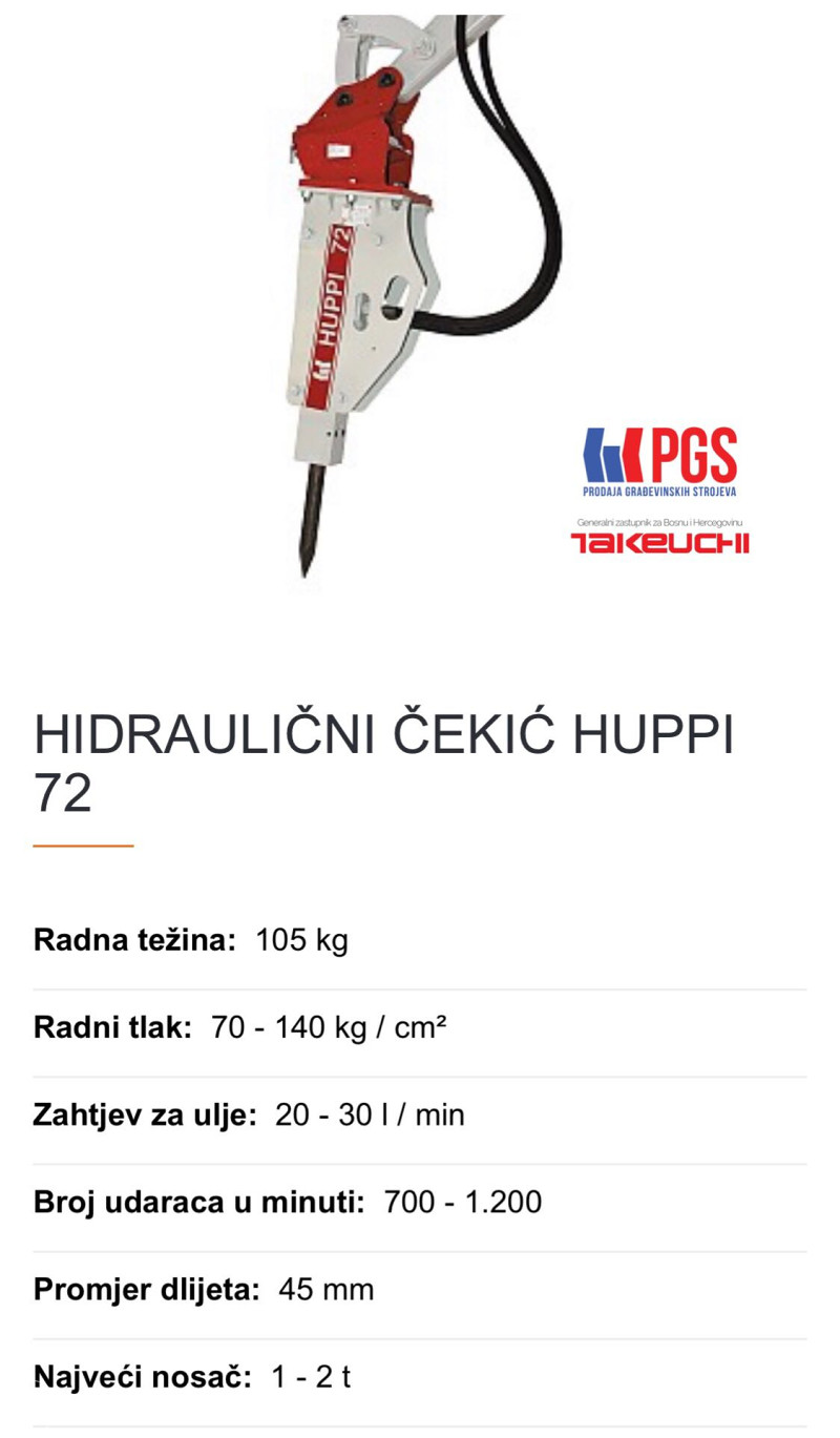 Hidrulični Čekić Bager Huppi Japan PGS
Mini Bager