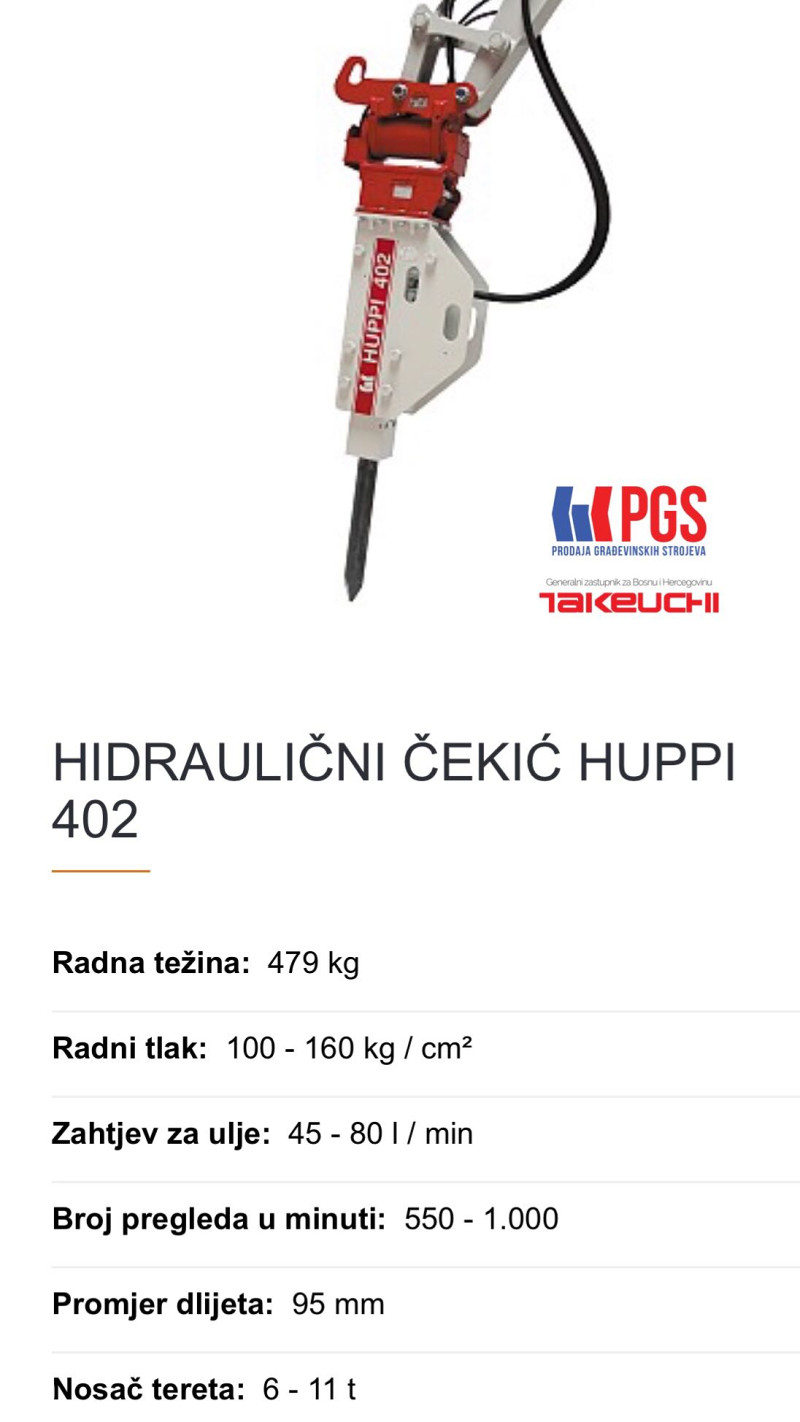 Hidrulični Čekić Bager Huppi Japan PGS
Mini Bager